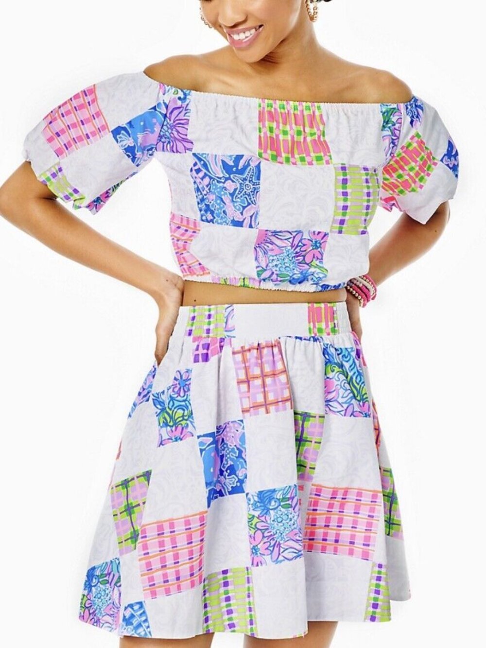 NWT Lilly Pulitzer Dani Skirt Patch Me If You Can Pockets XL